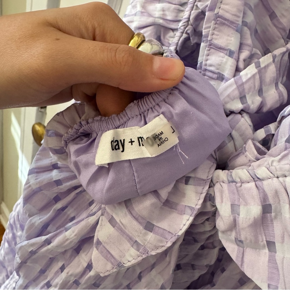day + moon Lavender Gingham Textured Dress - Picture 4 of 4